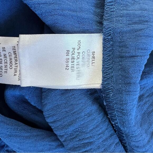 Maggy London Blue Ruffle Sleeve Scoop Neck Tiered Easy Shirtdress Midi Size 8 - Picture 14 of 16